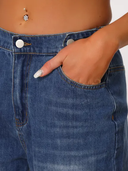 Allegra K - Pantalon de jogging en jean décontracté à taille élastique