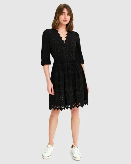 Belle & Bloom Sweet Talk Eyelet Mini Dress