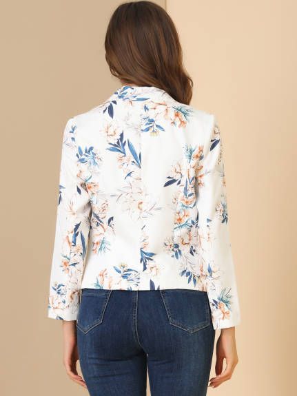 Allegra K- Open Front Crop Blazer Jacket