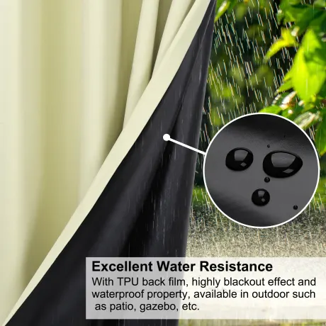 PiccoCasa- 100% Blackout Waterproof Grommet Curtains with Black Liner, 2 Panels Set 42 x 84 Inch