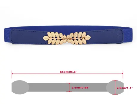Allegra K- Leaf Shaped Interlocking Buckle Stretchy Cinch Belt