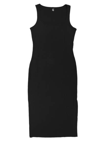 Allegra K- Sleeveless Rib Knit Side Slit Dress