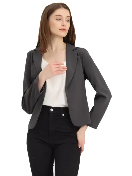 Allegra K- Open Front Crop Suit Blazer Jacket