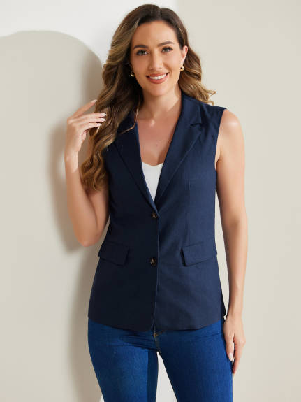 Allegra K- Office Sleeveless Blazer Suit Vest