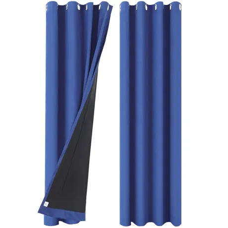 PiccoCasa- 100% Blackout Waterproof Grommet Curtains with Black Liner, 2 Panels Set 52 x 95 Inch