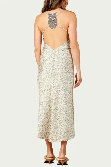 LUCCA - Freesia Floral-Print Satin Maxi Dress