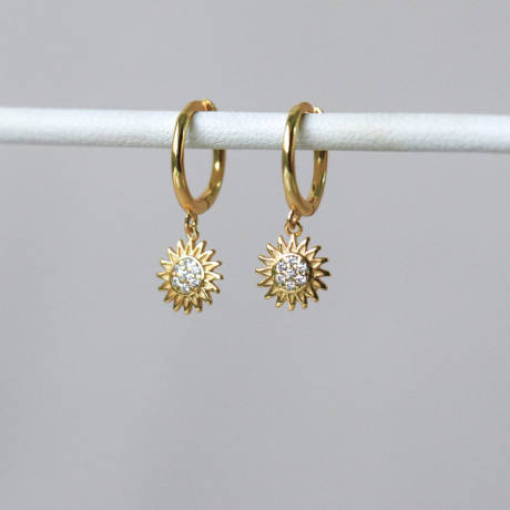 Horace Jewelry - Hoop earrings with a sunflower and zirconia charm Touro