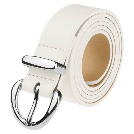 Allegra K- Faux Leather Belt with Silver Buckle