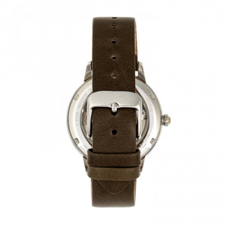 Empress - Montre automatique Diana avec bracelet en cuir gravé MOP - Olive