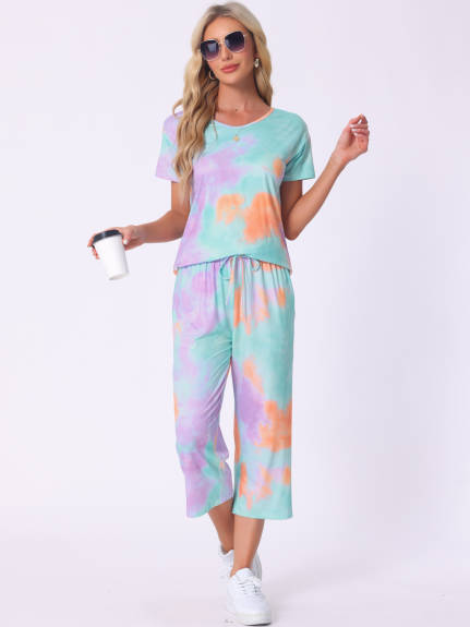 Cheibear - Tie Dye Short Sleeve Pajama Set