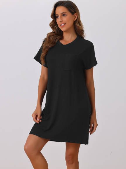 Cheibear - Short Sleeve Casual Nightshirt