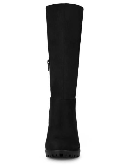 Allegra K- Mid Calf Block Heel Boots