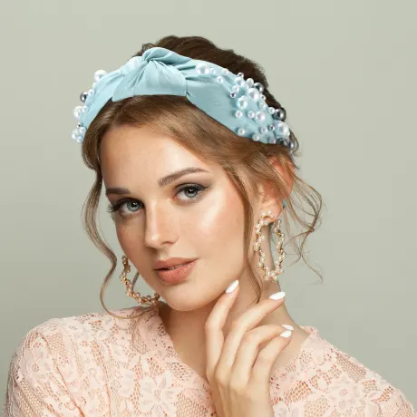 Unique Bargains - Faux Pearl Bead Fashion Knotted Headband