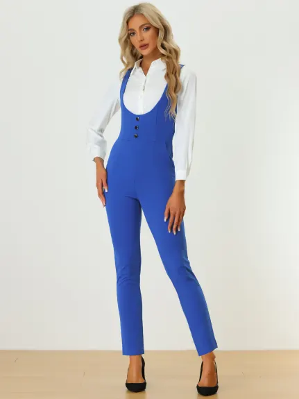 Allegra K - One Piece U Neck Skinny Jumpsuit