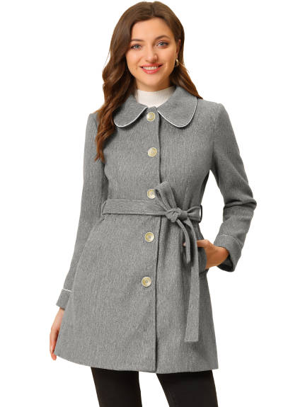 Allegra K- Elegant Lapel Collar Long Trench Coat