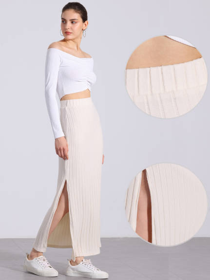 Allegra K - High Waist Long Bodycon Knit Skirt