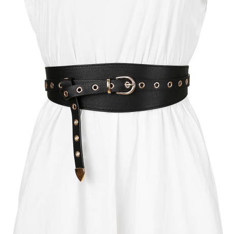 Allegra K- Wide Waist Belt Waistband Metal Buckle