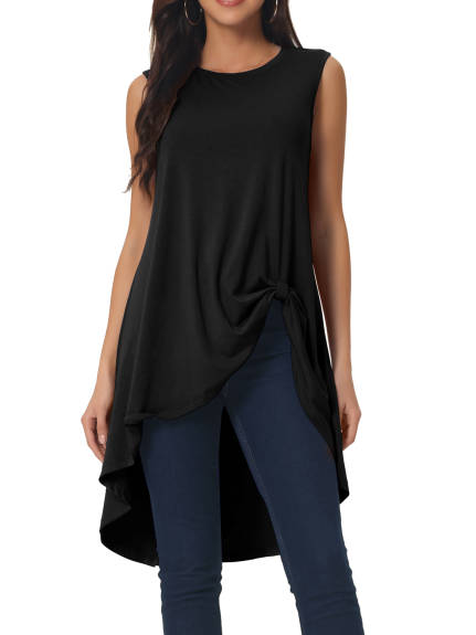 Allegra K- Sleeveless Asymmetrical Crewneck Blouse