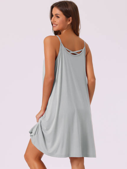 Cheibear - Cross Back Spaghetti Strap Nightgown