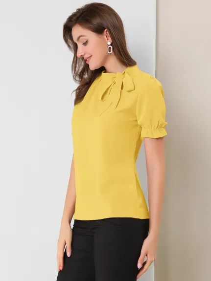 Allegra K - Bow Tie Neck Elegant Summer Top