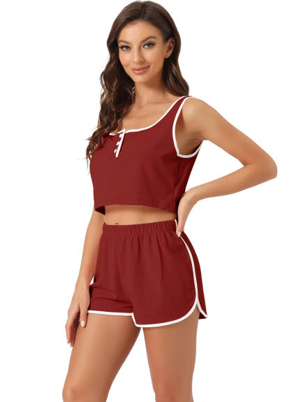 cheibear - Summer Loungewear Crop Tank Top with Shorts