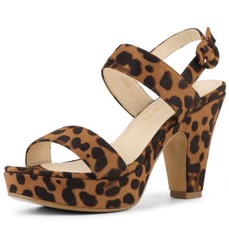 Allegra K- Slingback Suede Platform Chunky Heel Sandals