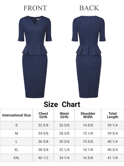 Hobemty- V Neck Peplum Pencil Sheath Dress