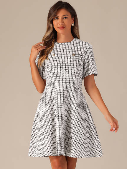 Allegra K - Plaid Mini Length A-Line Dress