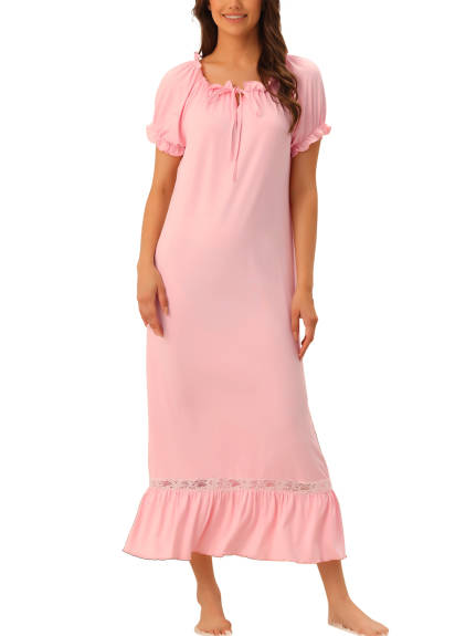 cheibear - Ruffle Victorian Babydoll Long Nightgown