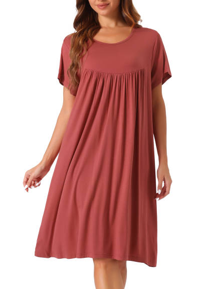 Cheibear - Cotton Short Sleeve Loose Nightgown