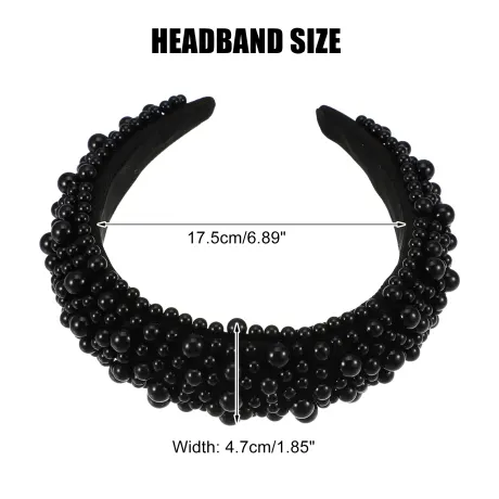 Unique Bargains - Faux Pearls Wide Padded Headband