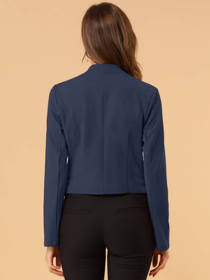 Allegra K- Suit Collarless Cropped Blazer Jacket