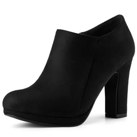 Allegra K - Rounded Toe Block Heel Ankle Booties