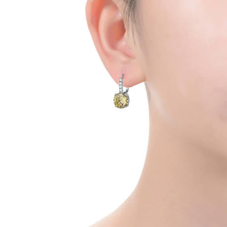 Rachel Glauber Elegant Basket-Set Drop Earrings with Colored Cubic Zirconia