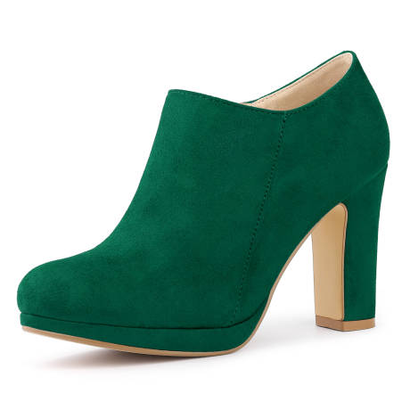 Allegra K - Rounded Toe Block Heel Ankle Booties