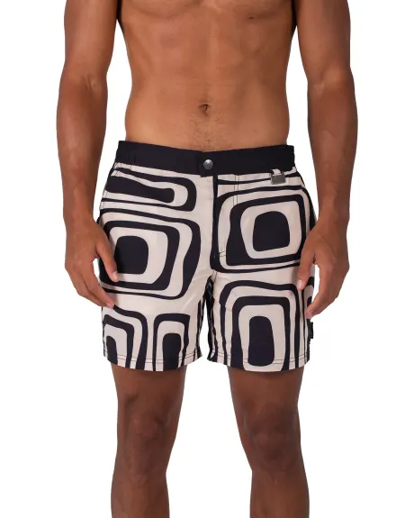 Coast Clothing Co. - Black Swirl Swim Shorts