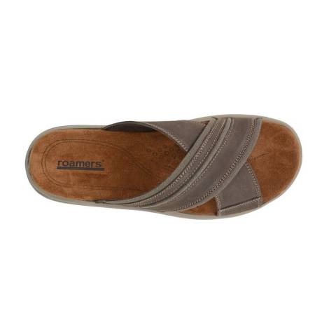 Roamers - Mens Nubuck Crossover Strap Mules