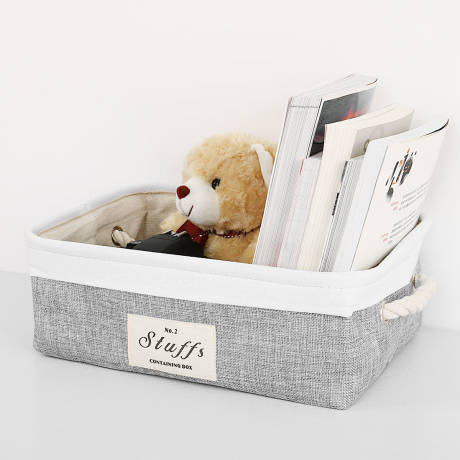 PiccoCasa- paniers de rangement pliables avec anses en coton 14.6" x 10.2" x 4.7"