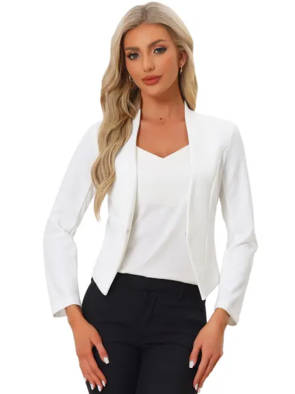 Allegra K- Office Suit Veste blazer courte sans col