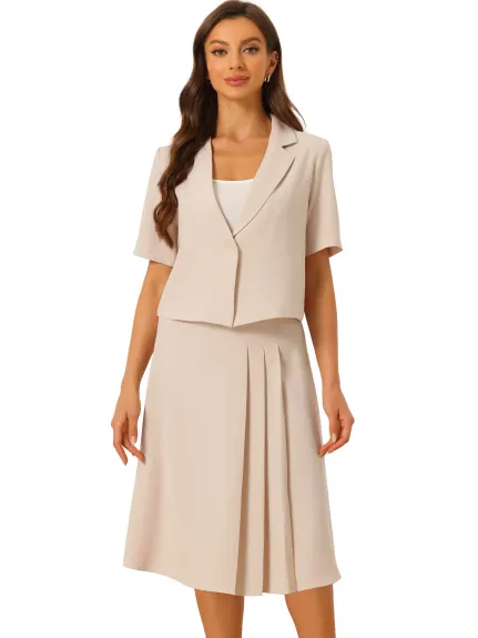 Allegra K - Summer Dressy Blazer Skirt Suit Set