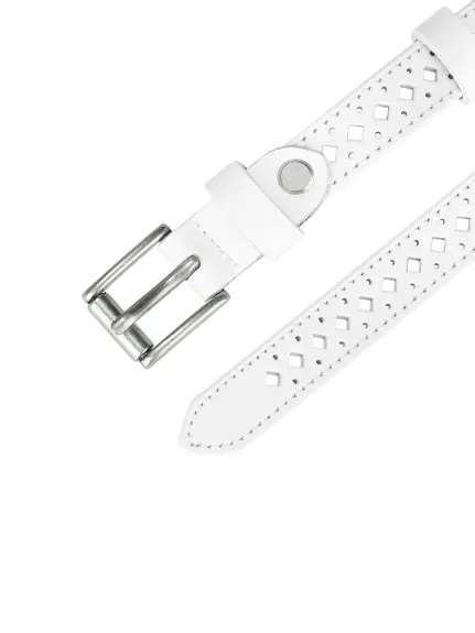 Allegra K- Skinny Faux Leather Hollow-out Thin Waist Belt