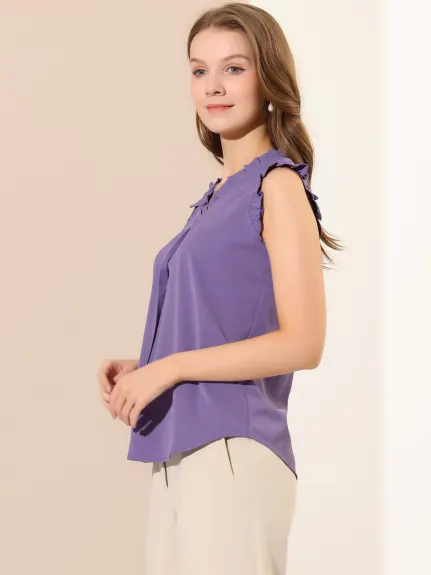 Allegra K- Ruffled Sleeveless Pullover V- Neck Blouse Top