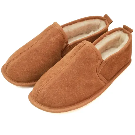 Eastern Counties Leather - Mens Sheepskin Lined Soft Suede Sole Slippers