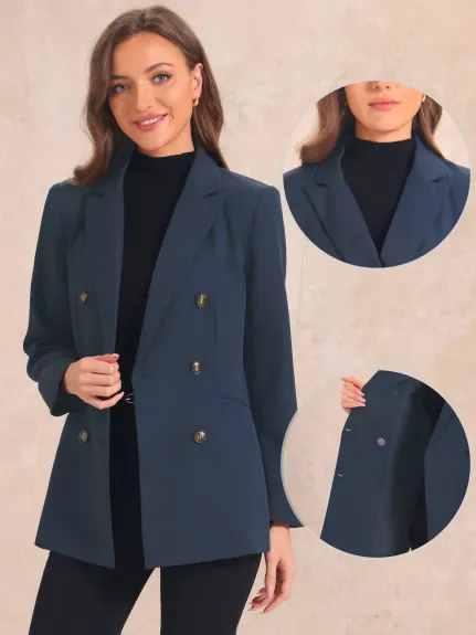 Allegra K- Blazer de costume croisé à épaulettes