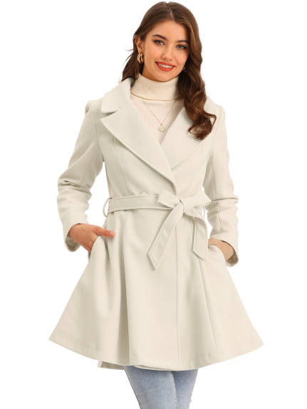 Allegra K - Shawl Lapel Fashion Belted Long Coats