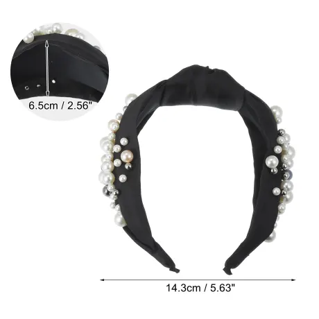 Unique Bargains - Faux Pearl Bead Fashion Knotted Headband