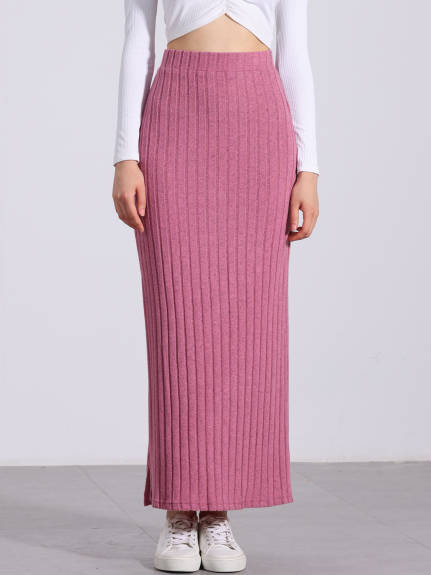 Allegra K - High Waist Long Bodycon Knit Skirt