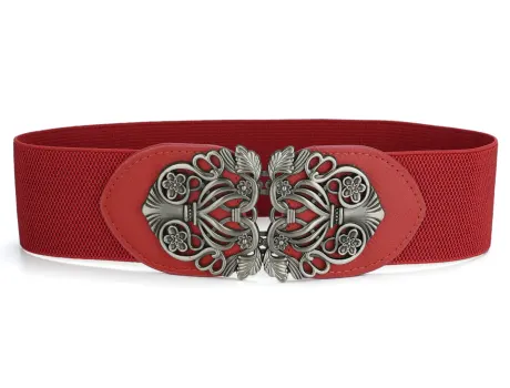 Allegra K- Wide High Stretchy Waist Belt with Metal Buckle