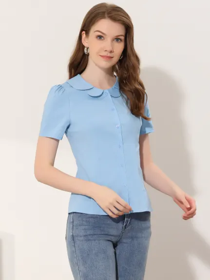 Allegra K- Peter Pan Collar Blouse Shirt