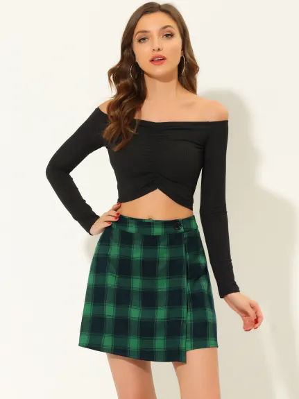 Allegra K - Jupes tartan trapèze superposées taille haute